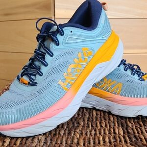 Hoka Women's Athletic Shoes in Blue, Orange, and Pale Pink